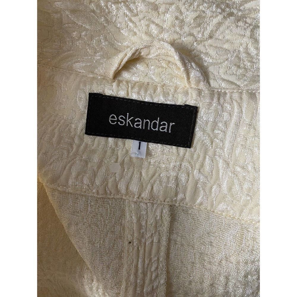 ESKANDAR Silk Blend Open Coat 40" LONG Jacket BURGUNDY Poppy BLACK (1) O/S Fit - Picture 10 of 10